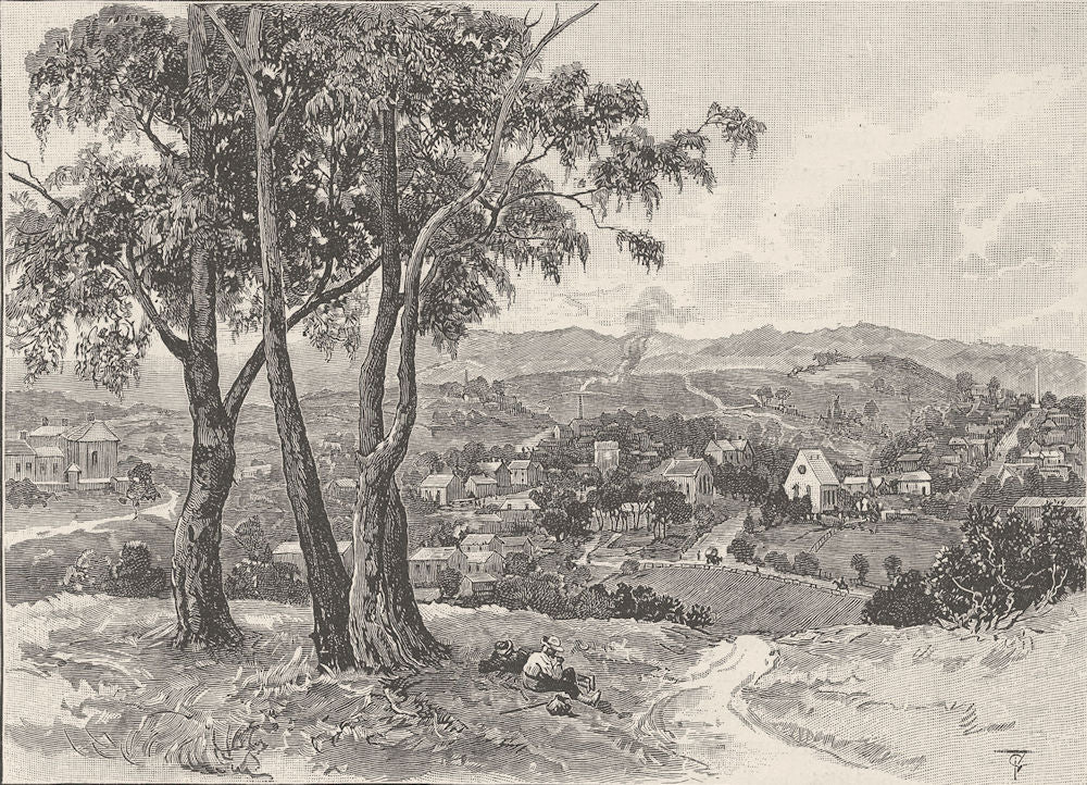 AUSTRALIA. Victoria. Castlemaine 1890 old antique vintage print picture